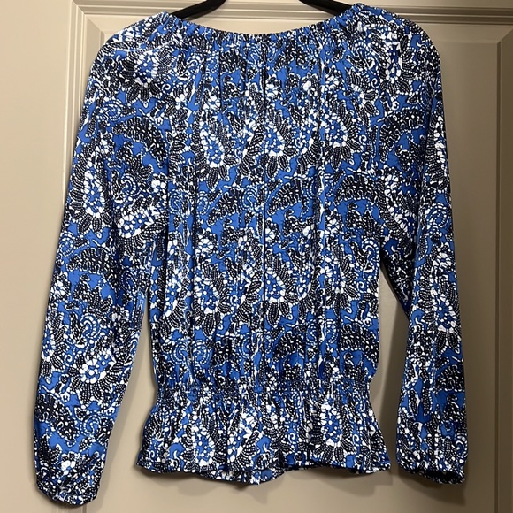 Michael Kors Blue Paisley Top EUC - Picture 7 of 7